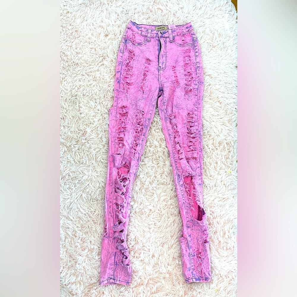 Pink ripped jeans